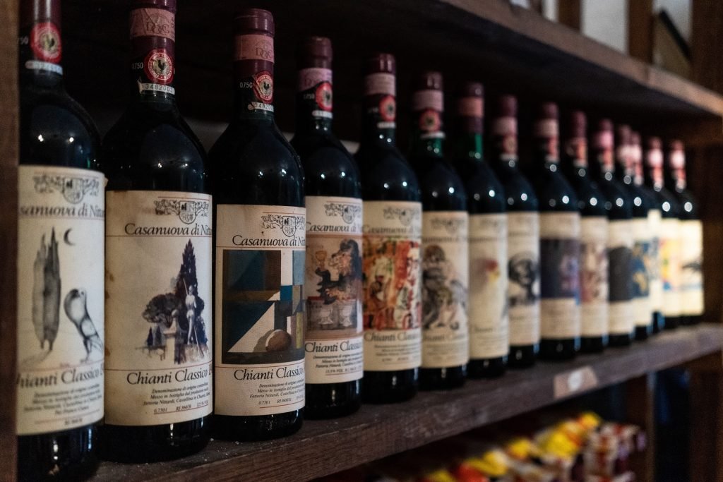 Bouteilles de Barolo, Brunello et Chianti Classico DOCG